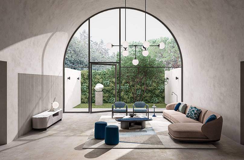 Новая коллекция Shapes by Cipriani Homood: нежная гостиная с цветовым акцентом