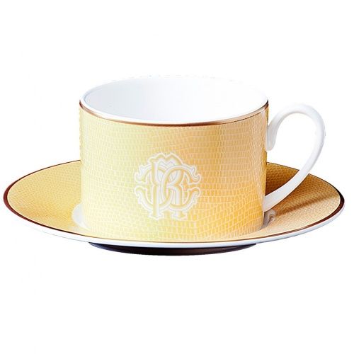 Чашка с блюдцем для чая Lizzard Gold