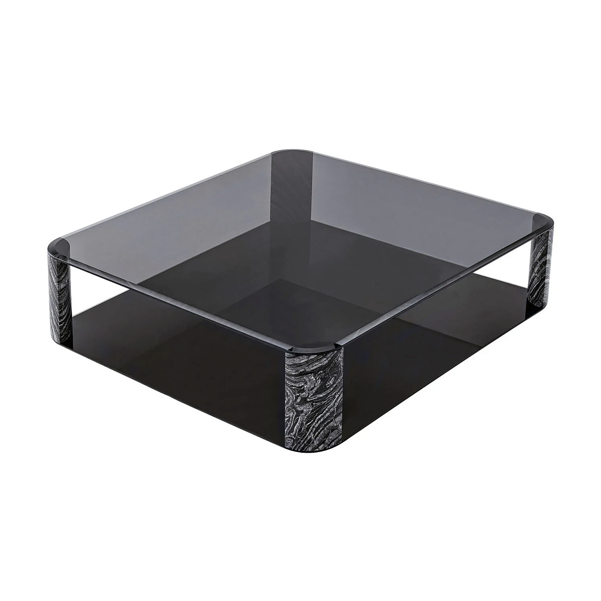 Квадратный коктейльный столик со стеклянной столешницей MIRAGE