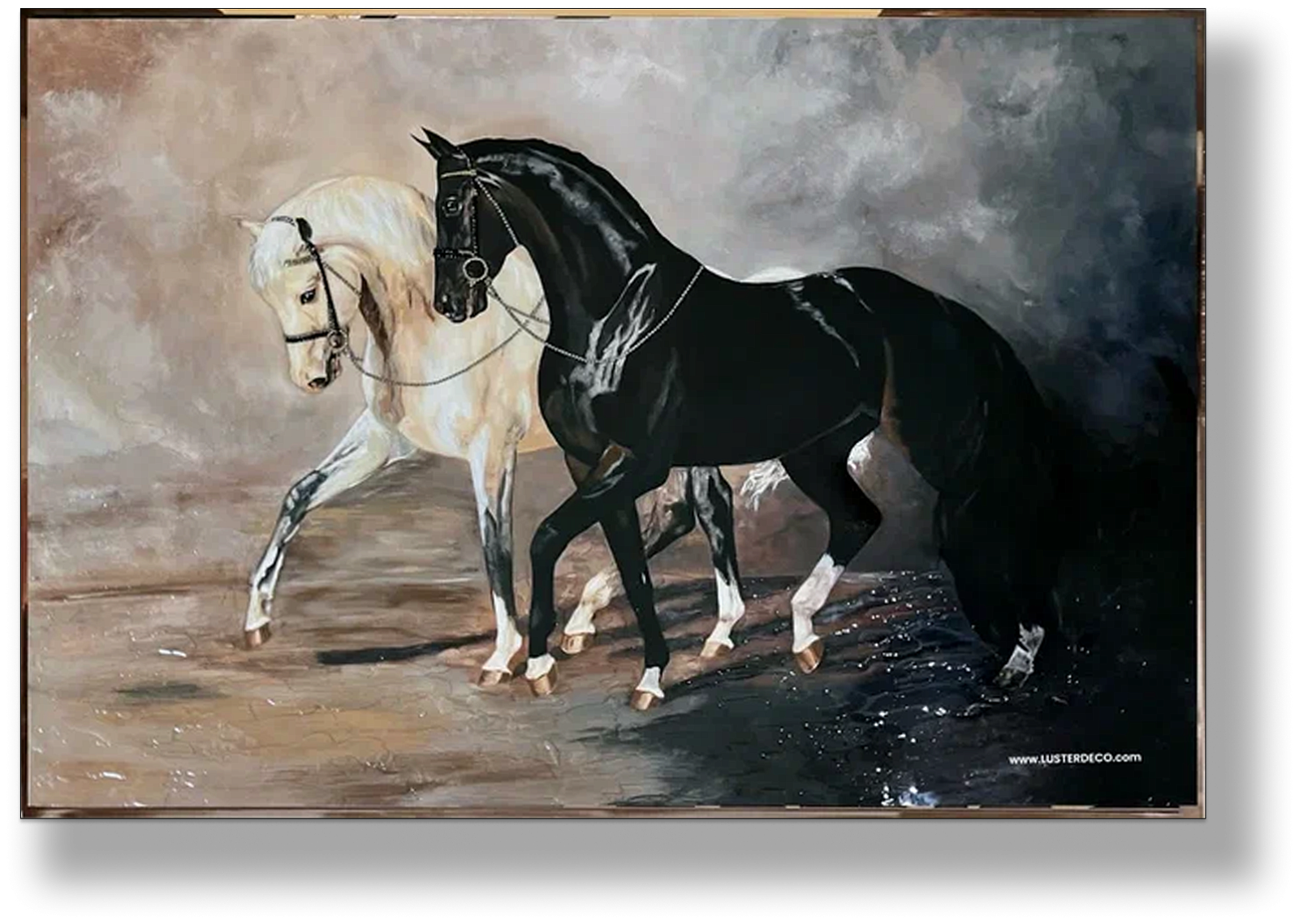 Зеркально-ювелирное панно "Пара лошадей"